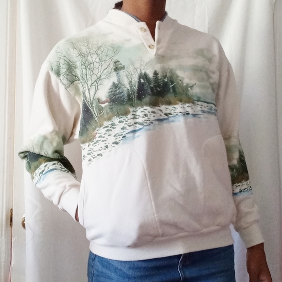 Vintage Tops - VINTAGE | cream island lighthouse crewneck 582